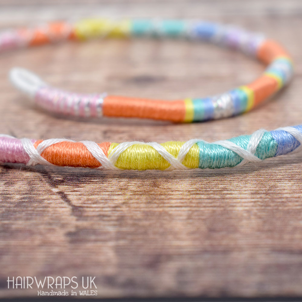 Pastel Rainbow Handmade Removable Hair Wrap Hairwraps UK